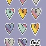 "One more" kollekció - Vászonposzter, szívecskék lila háttérrel